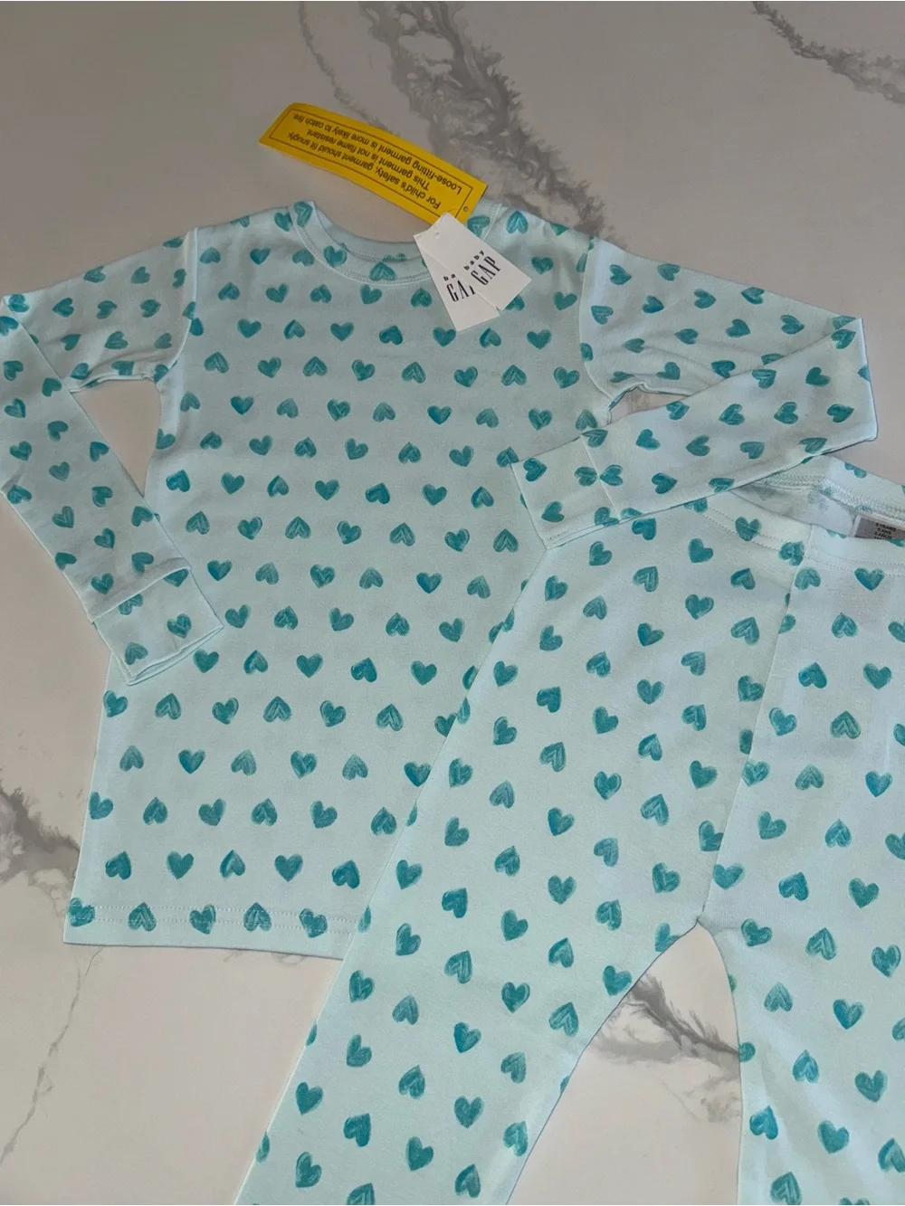GAP Girls Aqua Blue Heart Pajamas Size 5